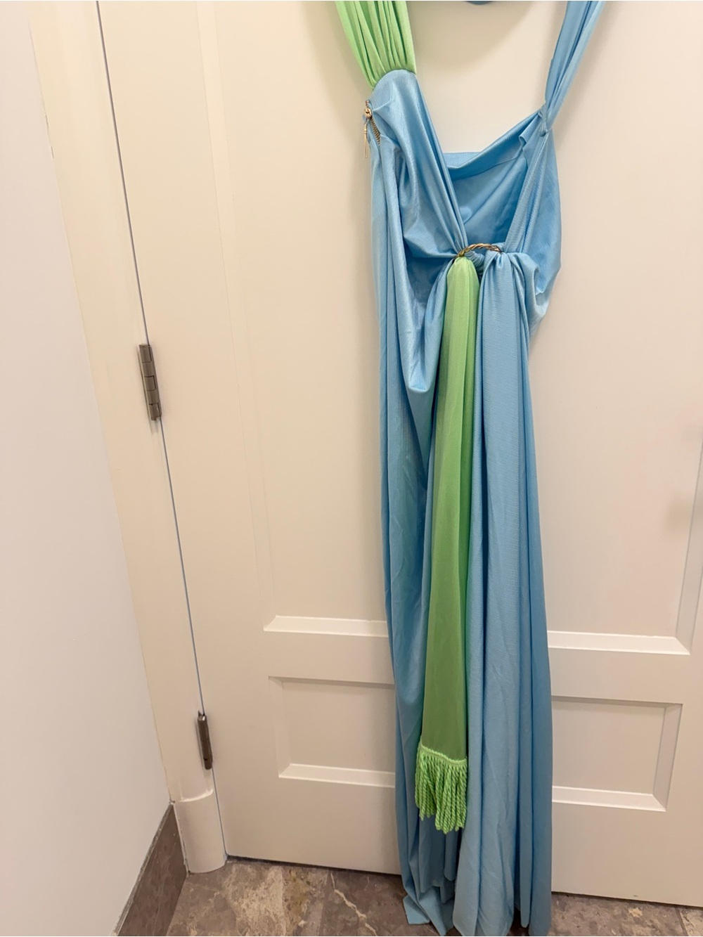Bronx and Banco Light Blue and Lime Green Maxi Dress